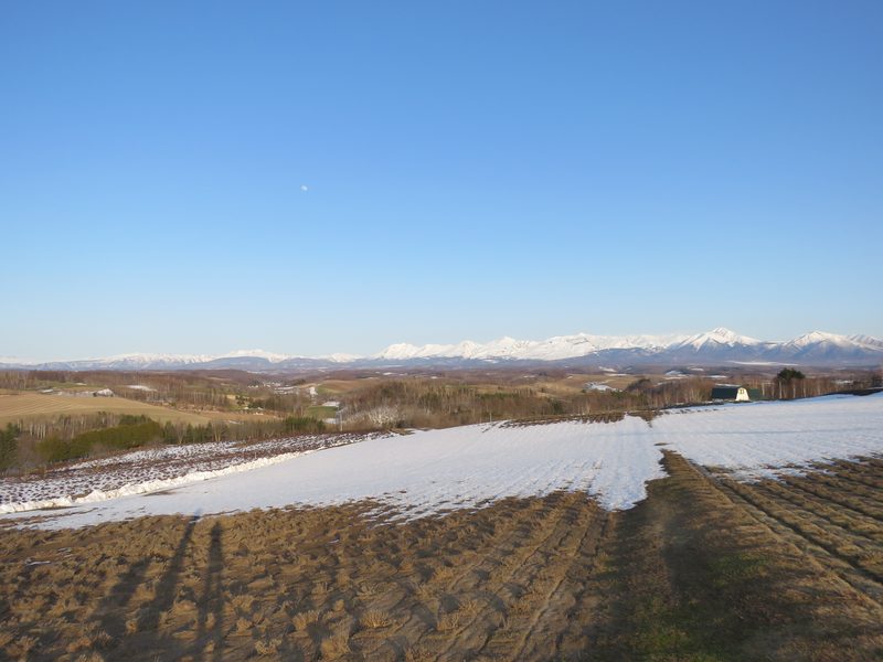 The Daisetsuzan Volcanic Group, part of Daisetsuzan National Park, Hokkaido, Japan, seen from Woody Life, Kamifurano.