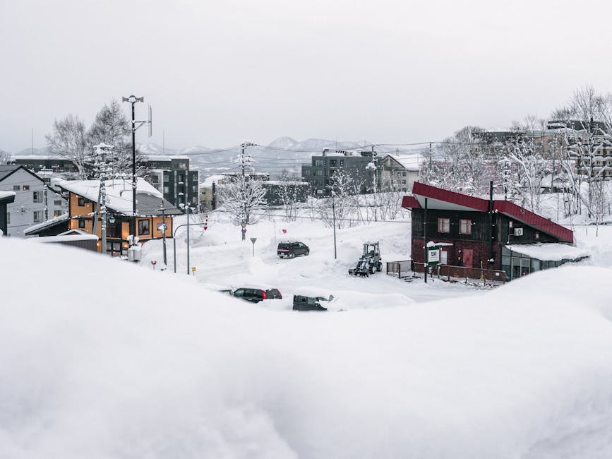 Snow-covered village in Niseko Hokkaido with peaceful winter scenery