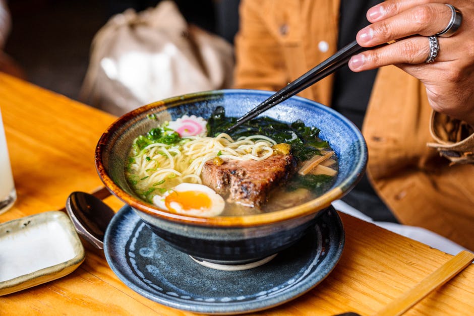 Bowl of miso ramen with egg and toppings in Sapporo Hokkaido