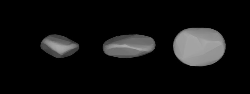 A three-dimensional model of 5960 Wakkanai that was computed using light curve inversion techniques.